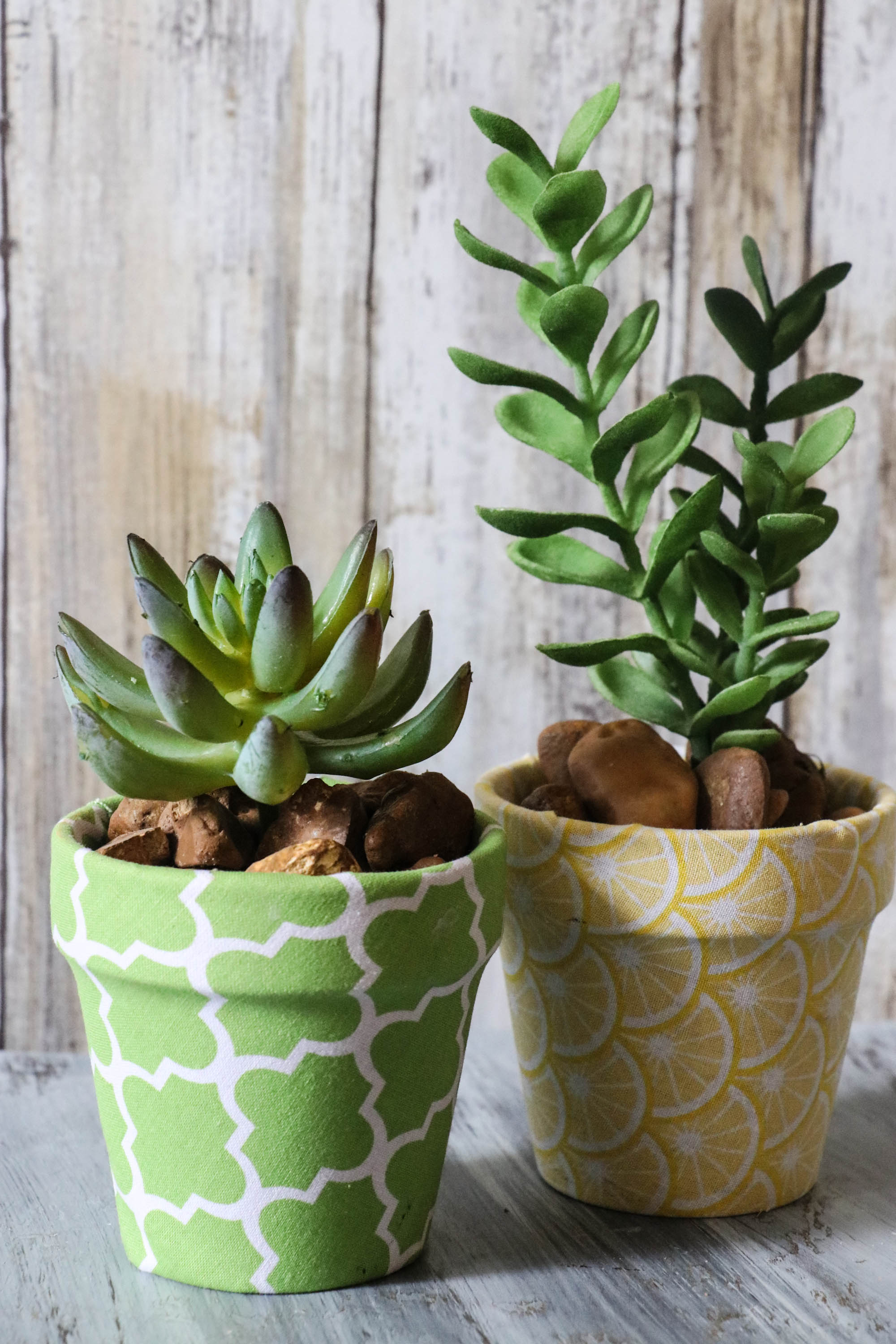 DIY Fabric Covered Flower Pots with Dollar Store Materials - Re-Fabbed