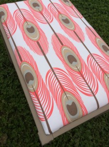 coral and tan cute and easy chalk painted upholstered bench