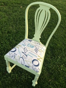 chalk painted and re-upholstered wood chair