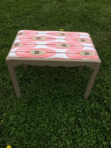 coral and tan cute and easy chalk painted upholstered bench