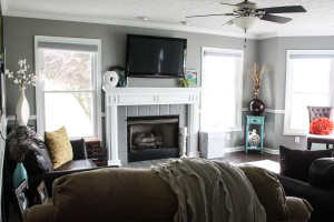 living room makeover before and after painted fireplace