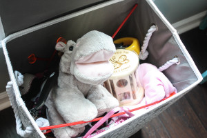 Laundry basket being used as a toy box!