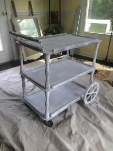 vintage tea cart after it has been primed