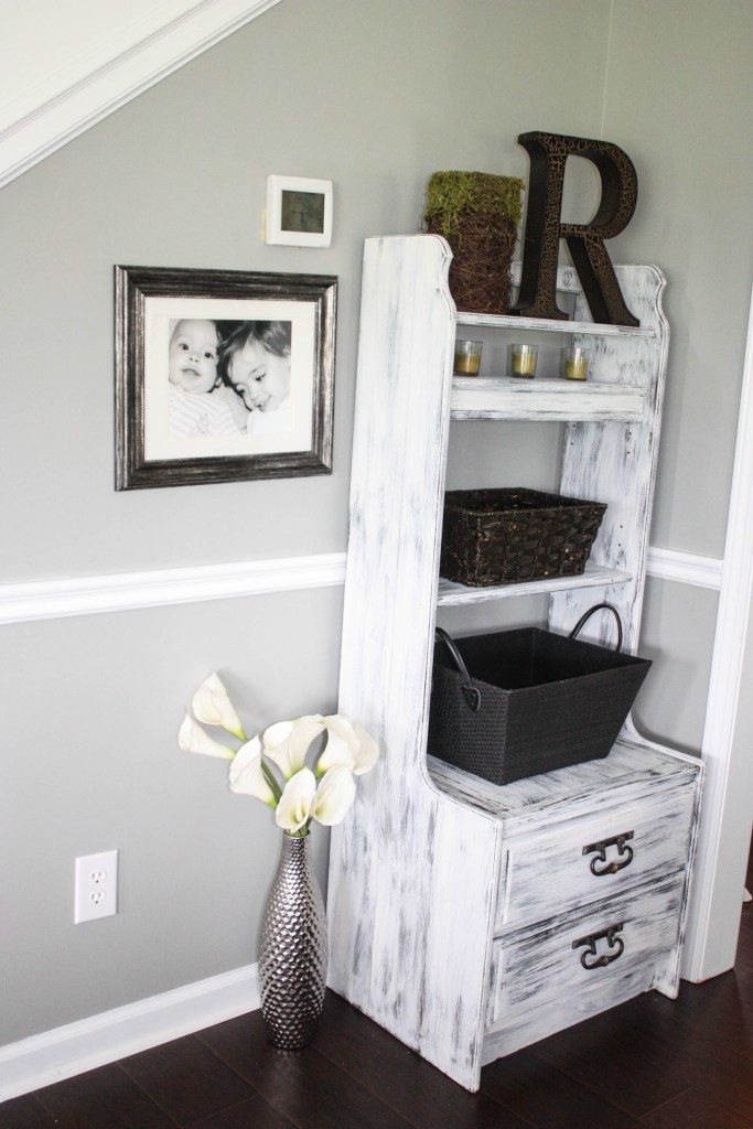 Shoe storage saga- furniture piece with shelving and drawers that are used for shoe storage