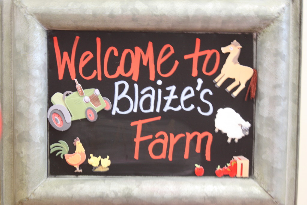 Barnyard birthday party chalkboard sign