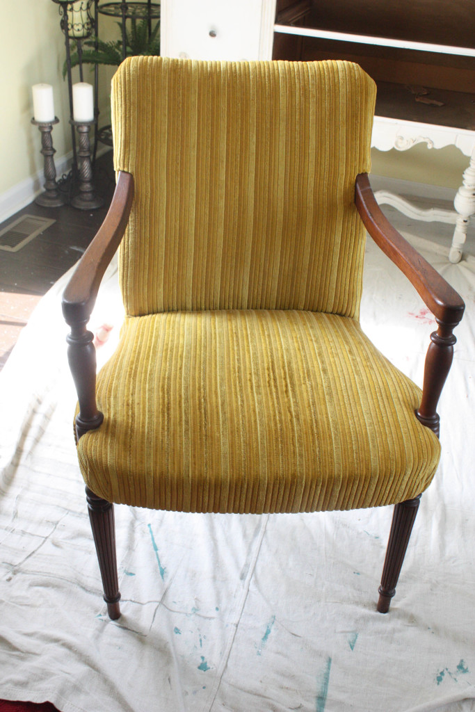 Fabric painted chair before picture