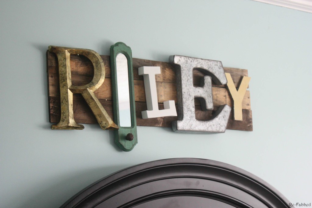 Pallet Name Sign made from pallet boards and random letters