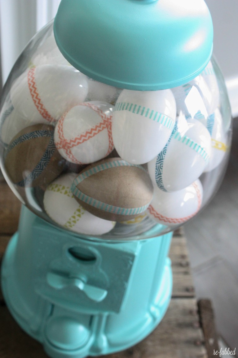 Aqua Gumball Machine with Washi Tape Eggs ReFabbed