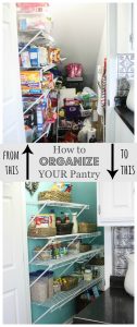 Easy and Practical ways to Organize your Pantry using storage baskets and bins from the Dollar Store!
