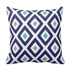 Aqua and Navy Diamond Pillow Cover