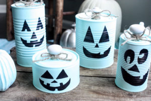 tin can pumpkins