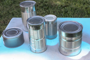 empty tin cans for tin can pumpkin project