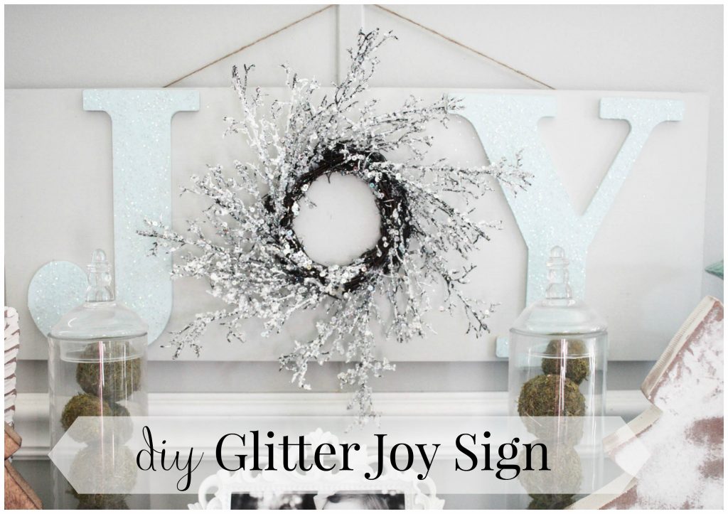 This Fun and Easy DIY Glitter Joy sign is perfect for the Christmas season! Check it out for the full tutorial!