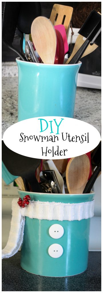 This snowman utensil holder is just a fun and easy little Christmas project that adds just the right amount of Christmas cheer to your kitchen this year! Check out this super easy tutorial!