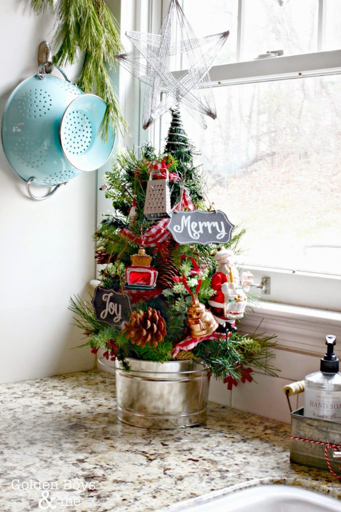 Kitchen Christmas Tree in Bucket
