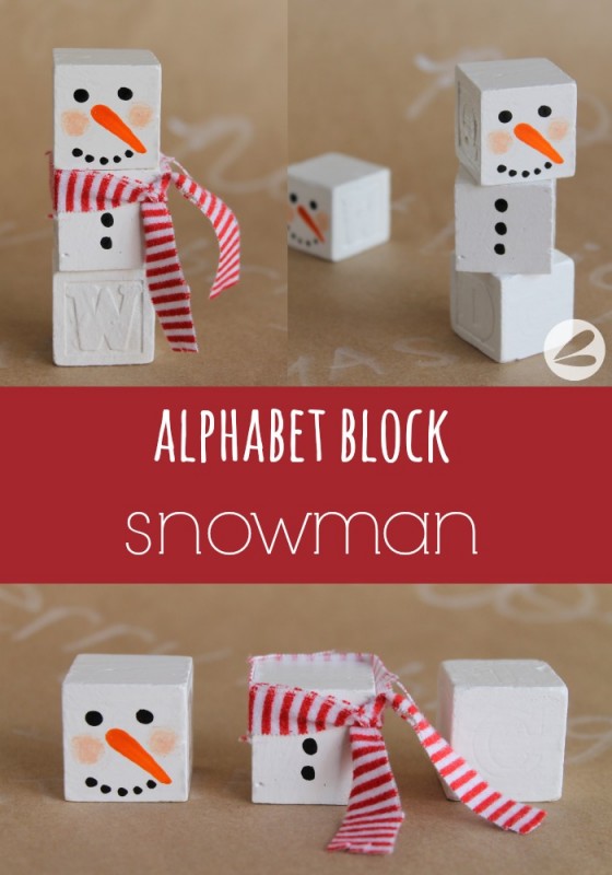 Alphabet Block Snowman Craft