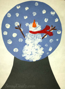 Snowman Fingerprint Snow Globe