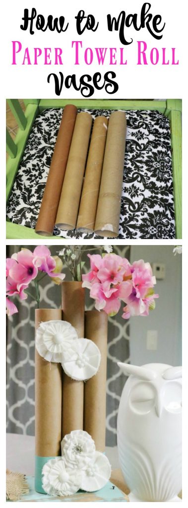 How to make a set of 3 paper towel roll vases! Easy and cheap DIY project that is so dang cute!