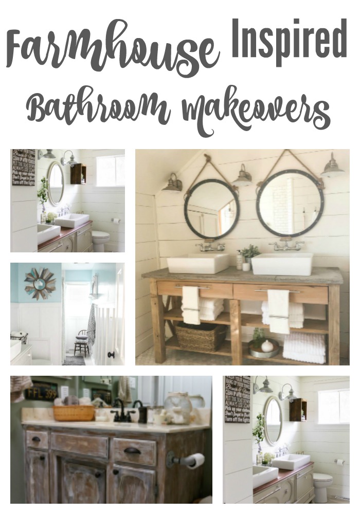 Gorgeous Farmhouse Inspired Bathroom Makeovers that are sure to make you swoon! Chalked full of DIY goodness!