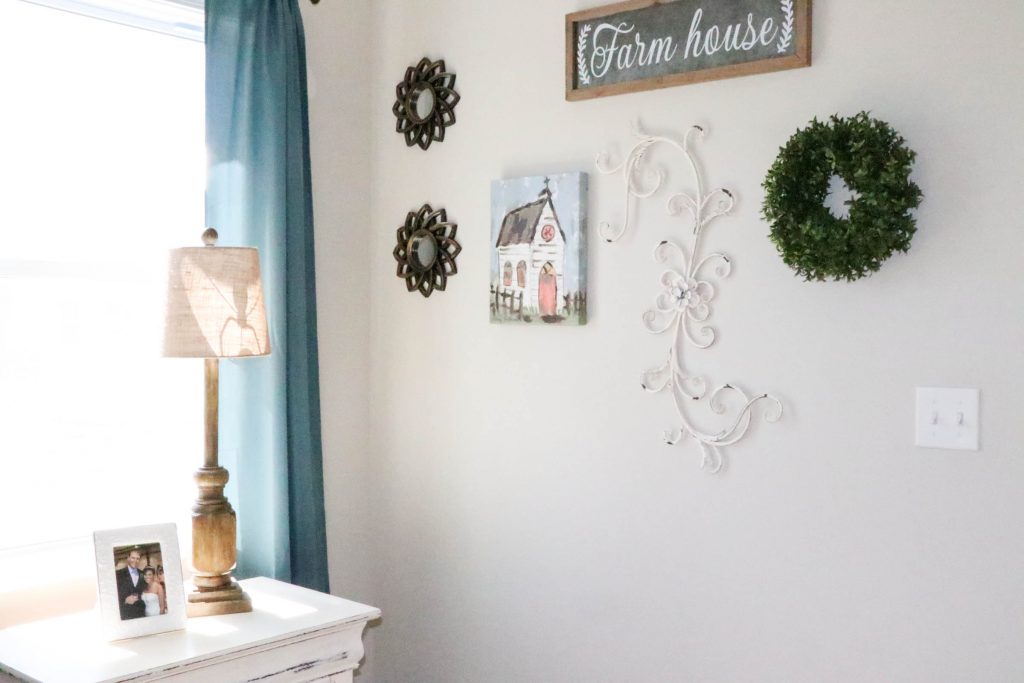 Amazing transformation of a dark and dreary master bedroom into an aqua & coral master bedroom retreat!