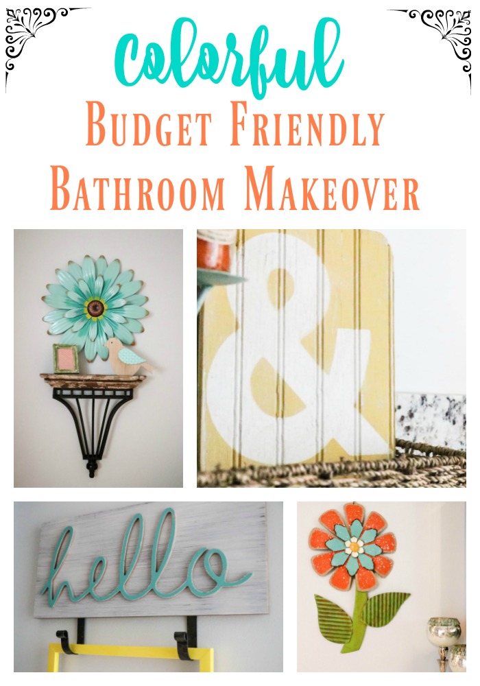 Check out this gorgeous colorful SUPER budget friendly bathroom makeover!