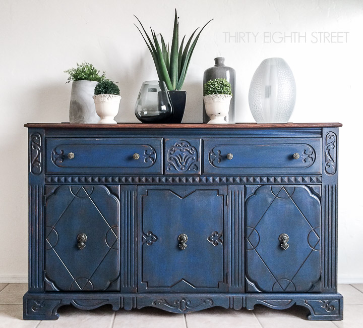 Blue Painted Buffet Makeover