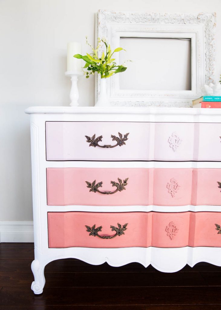 Pink Ombre Dresser Makeover