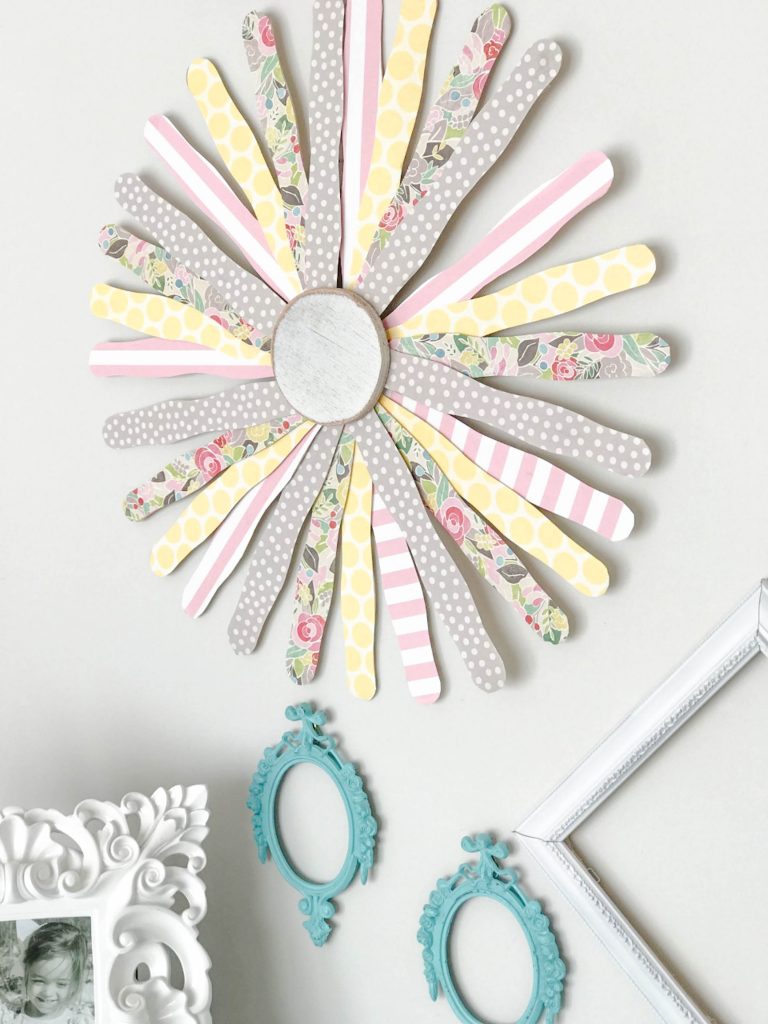 Super Easy DIY Popcicle Stick Wall Flower! Tons of possibilities for this one! FULL tutorial on her blog!