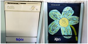 This dingy dishwasher was completely transformed with PAINT! You heard right...she painted her dishwasher! You have got to see this!