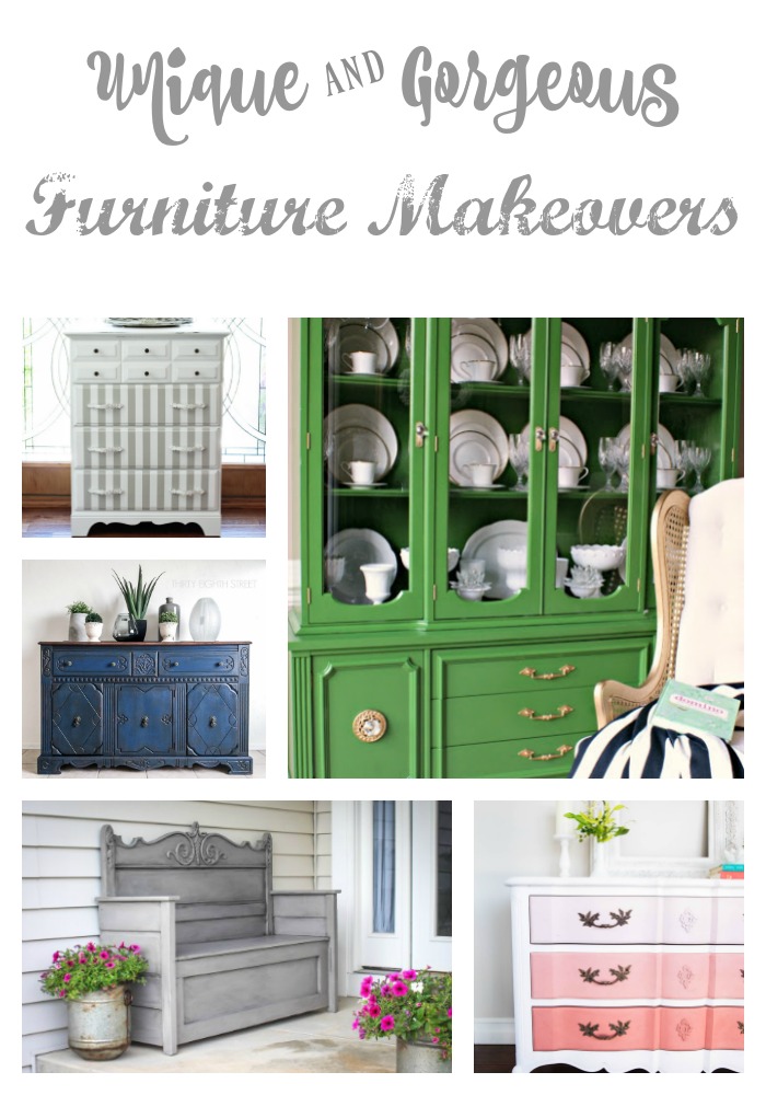 10 Unique and Stunning Furniture Makeovers to inspire! This post makes me want to go get my brush and paint right NOW!
