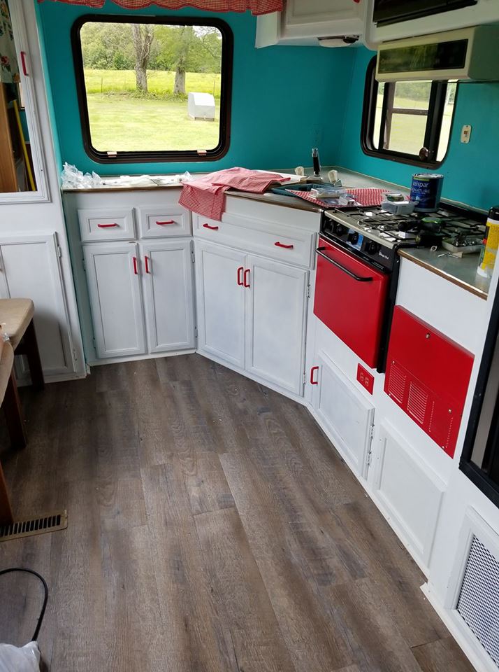 GORGEOUS free camper makeover on a tight budget! These before and afters are amazing! A must see project.