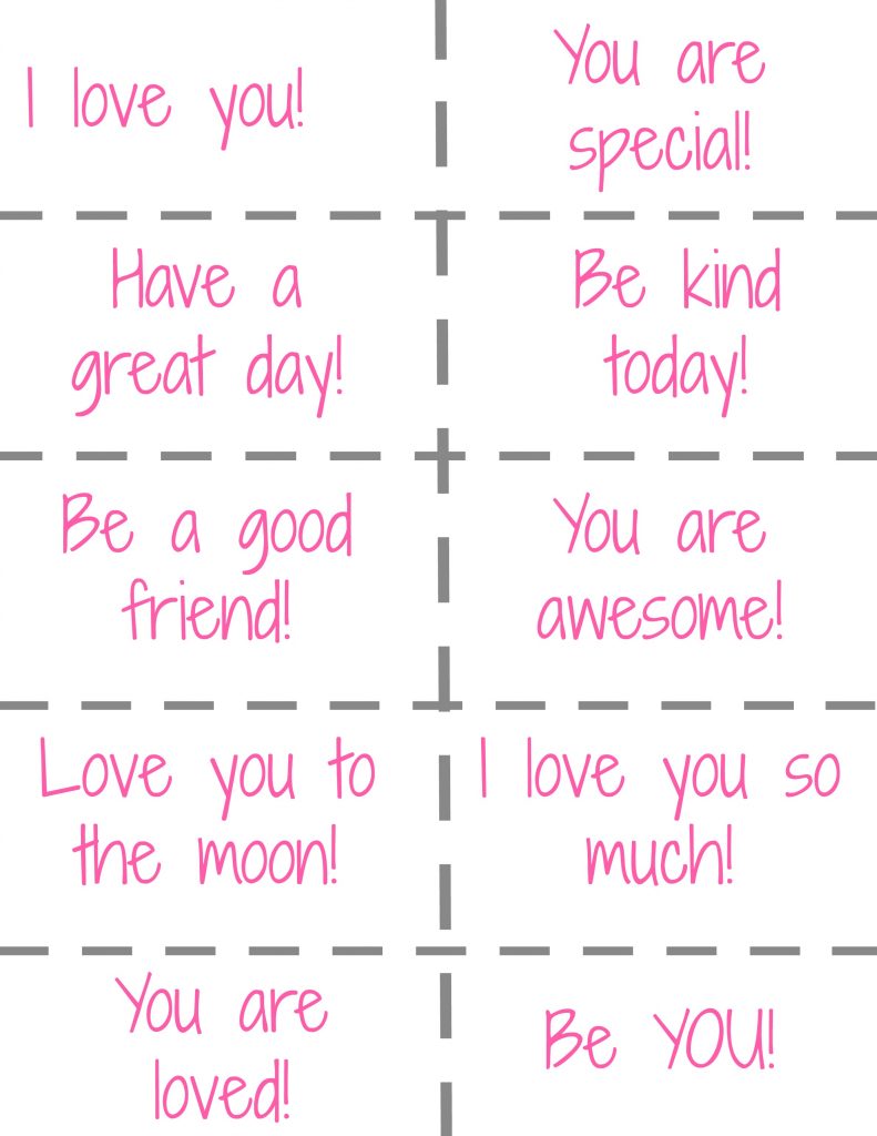 Lunchbox notes for children are an easy and sweet way to bring a smile to your child in the middle of their school day. These are ready to be printed and FREE!