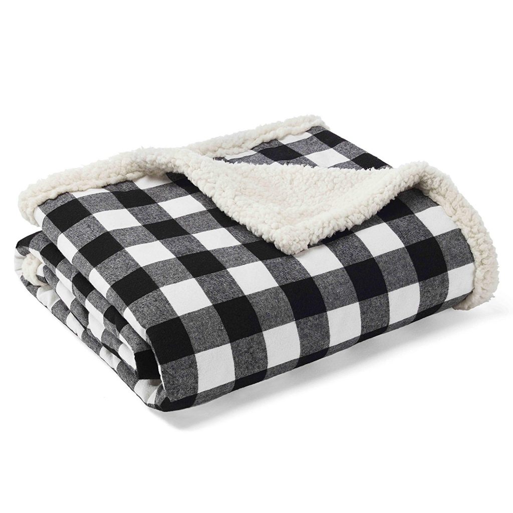 Black and white buffalo check blanket