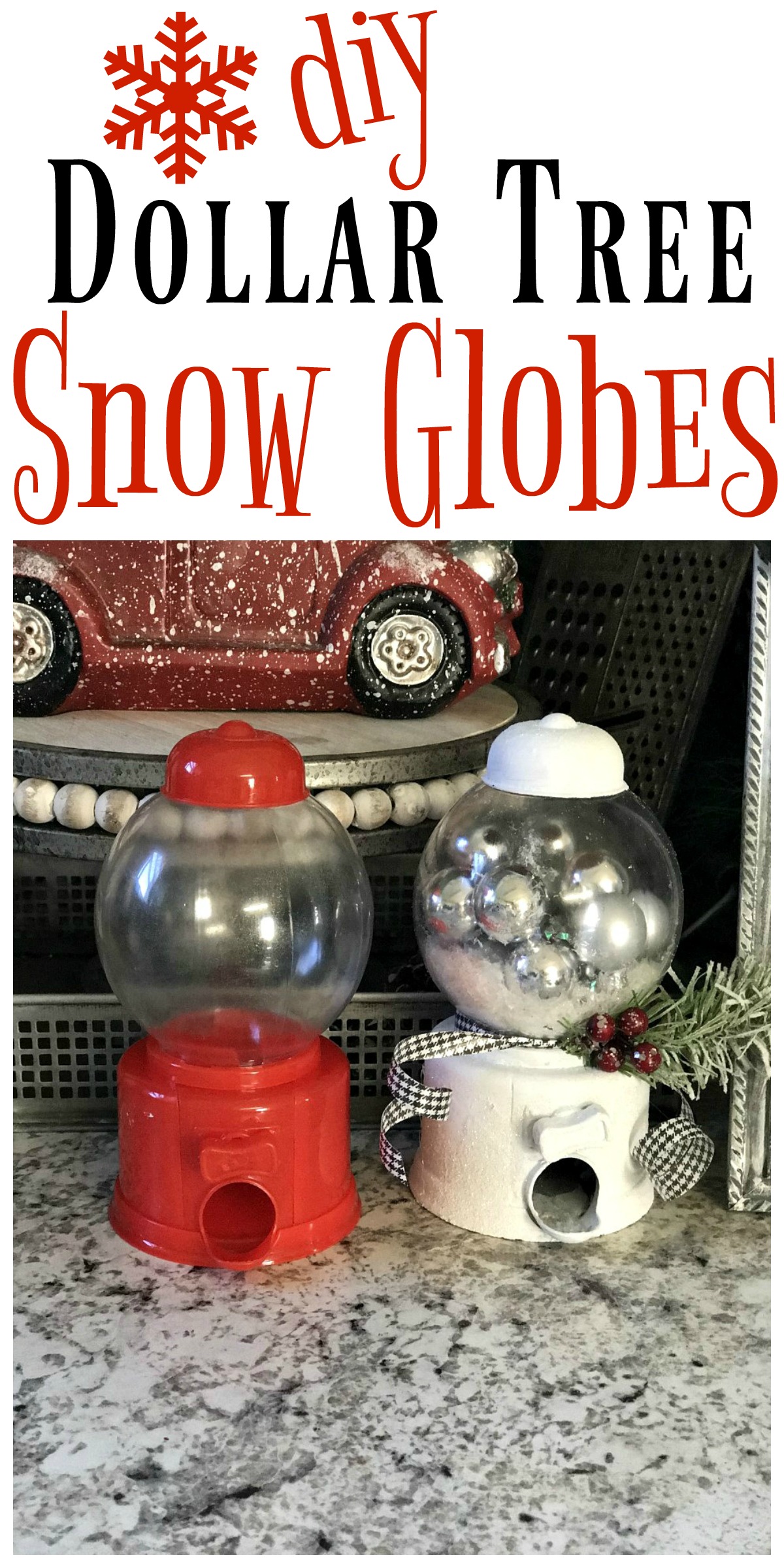 How to Make DIY Dollar Tree Snow Globe Tumblers - Sweet Red