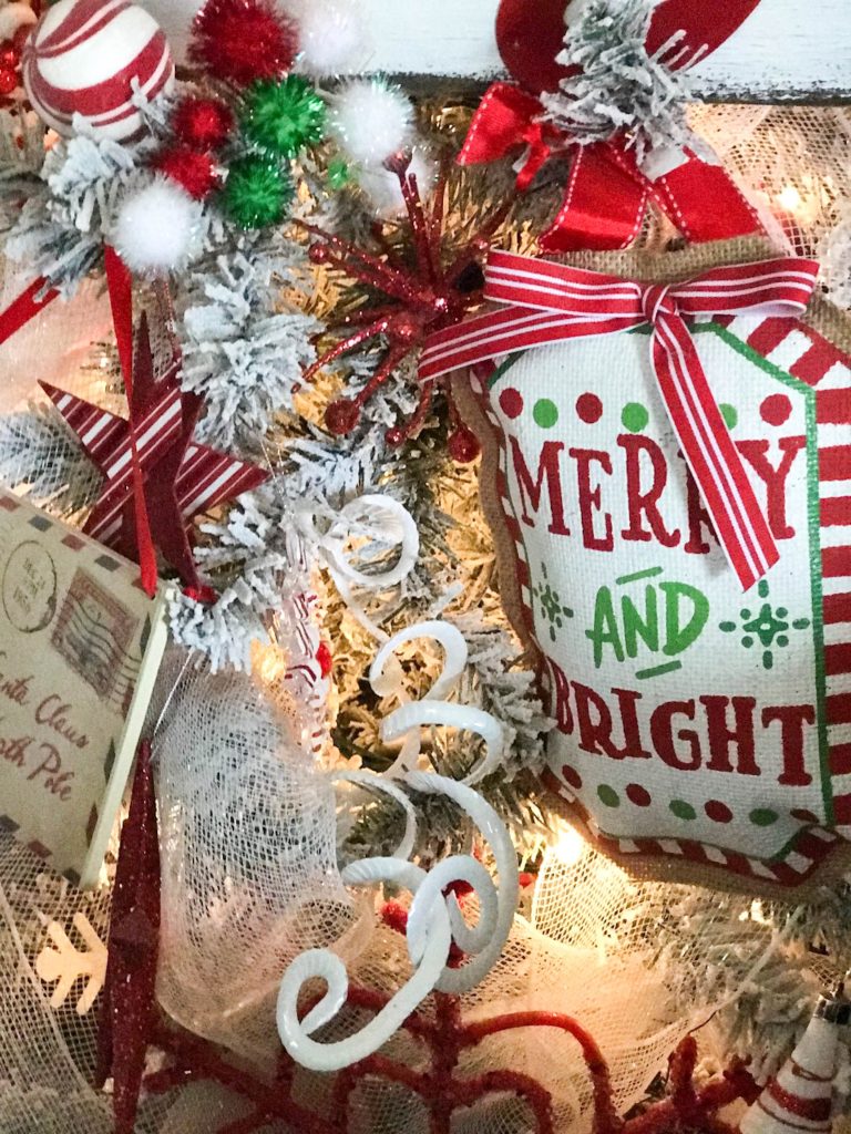 A beautiful and funky red and white Christmas tree!