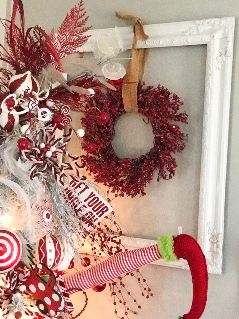 A beautiful and funky red and white Christmas tree!