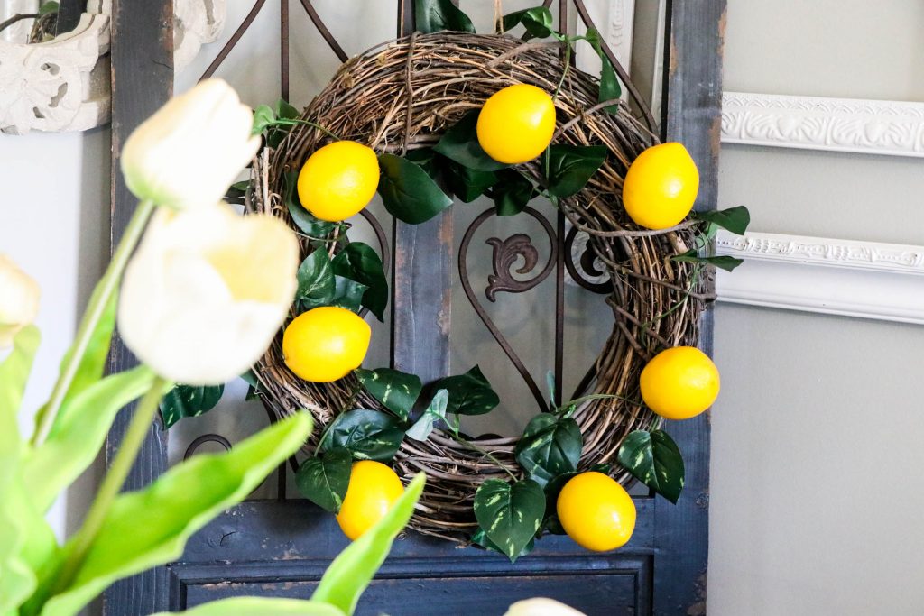 SUPER cute and EASY Diy Lemon Wreath with Dollar Store materials!
