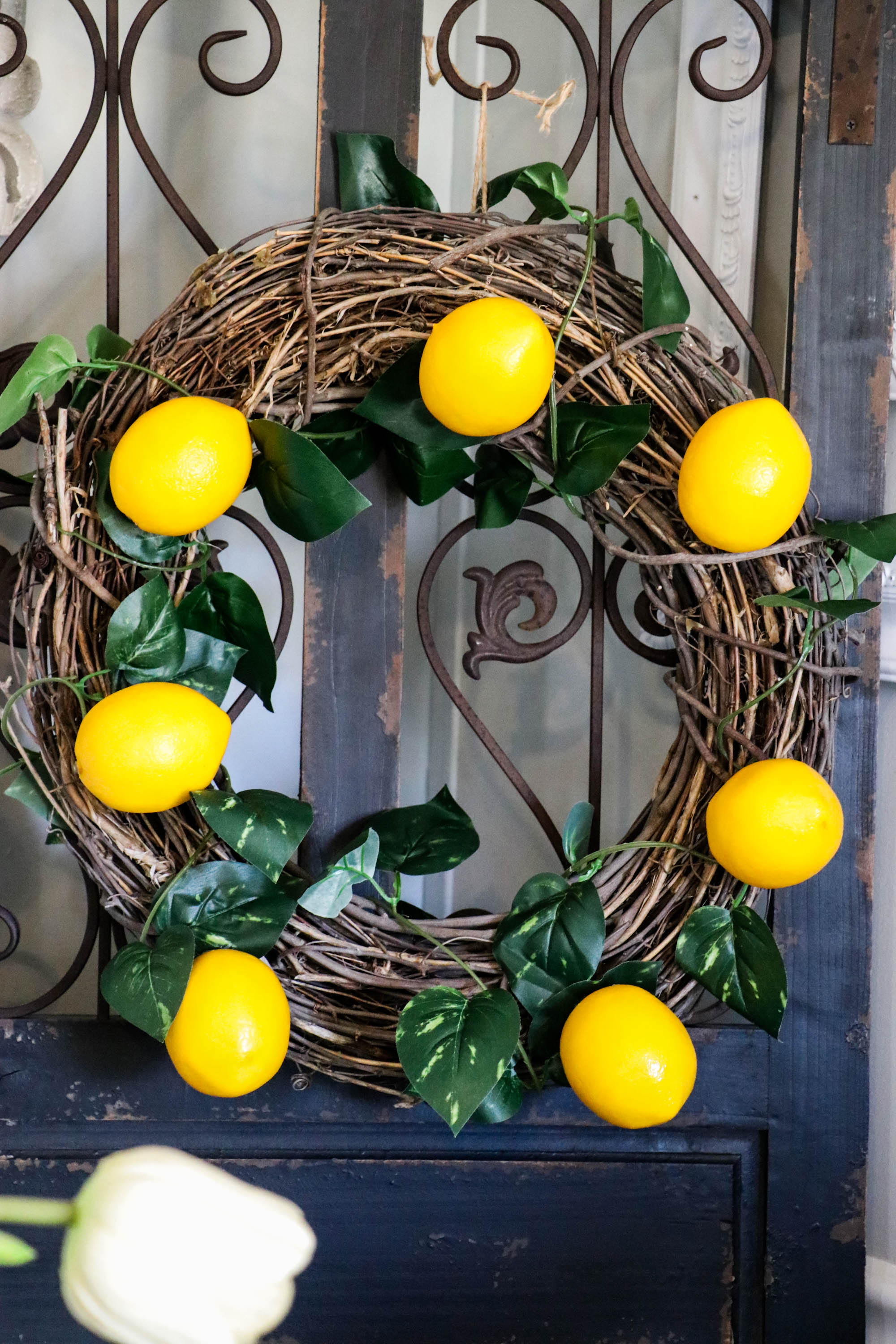 SUPER cute and EASY Diy Lemon Wreath with Dollar Store materials!