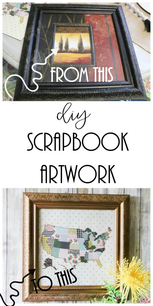 Add character to your home with this DIY scrapbook paper art and an old spray painted frame!
