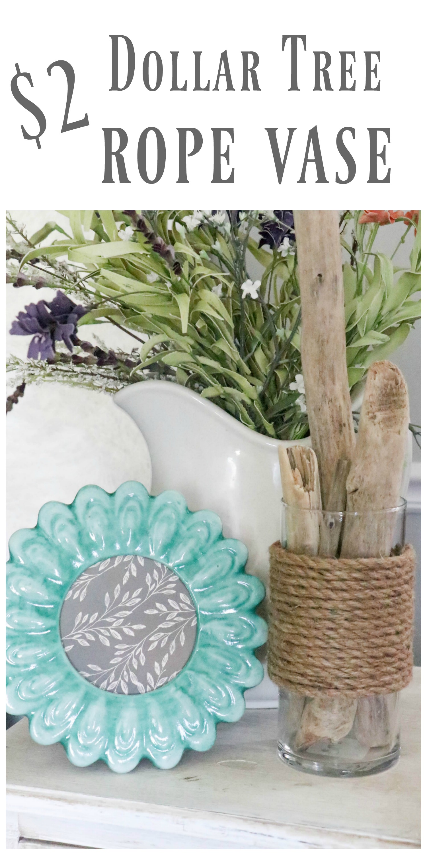 DIY Dollar Tree Rope Vase A Nautical DIY you are sure to love! Re