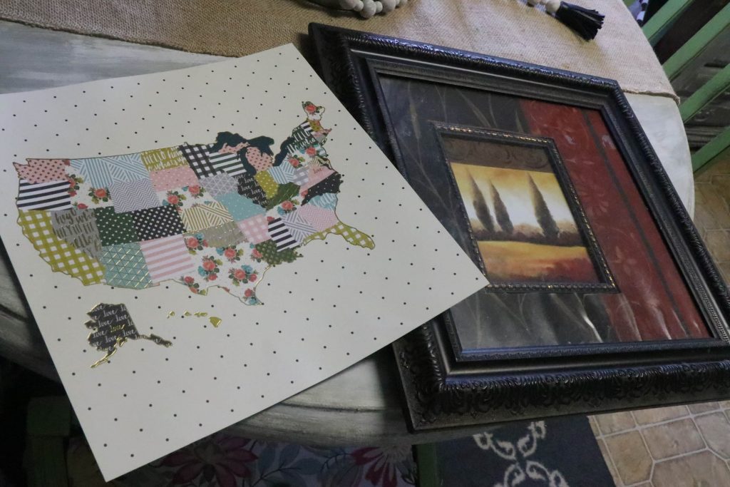 Add character to your home with this DIY scrapbook paper art and an old spray painted frame! 