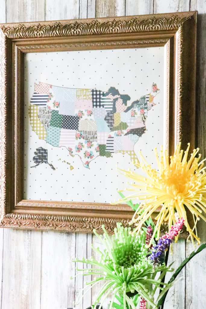 Add character to your home with this DIY scrapbook paper art and an old spray painted frame! 