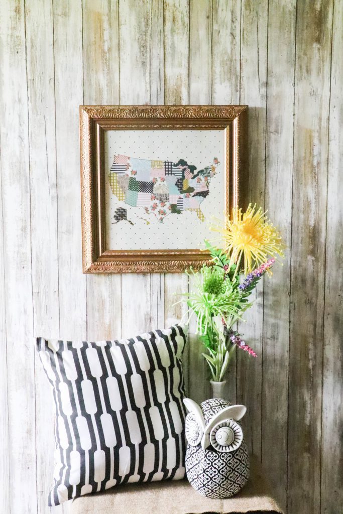 Add character to your home with this DIY scrapbook paper art and an old spray painted frame! 