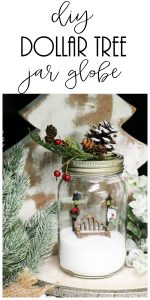 DIY Dollar Tree Jar made into a snow globe.