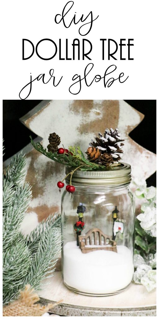 DIY Dollar Tree Jar made into a snow globe.