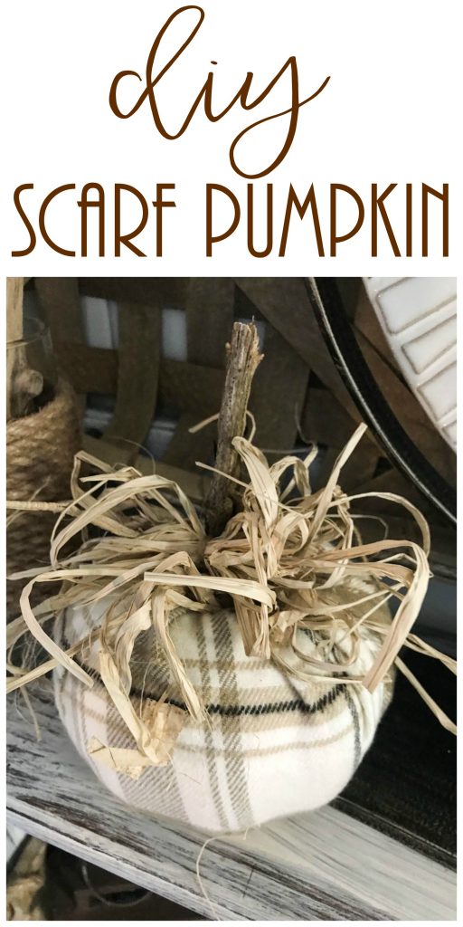 Make a super easy pumpkin with just a scarf, some sticks and a foam pumpkin!