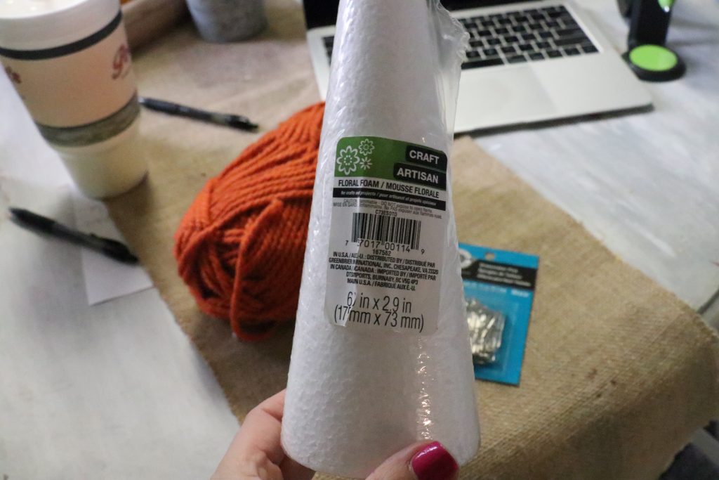 How to make DIY carrot out of yarn and a styrofoam cone!