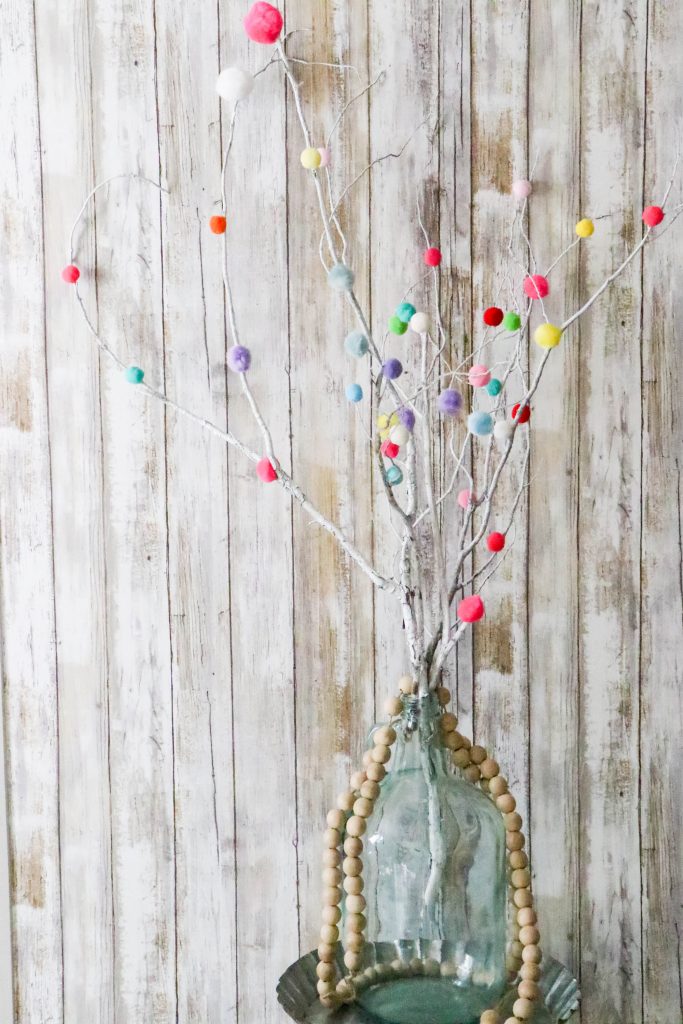 Pom pom stick decor | Nature decor Idea