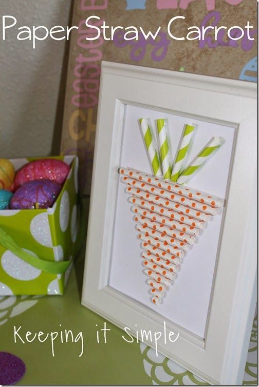 Make your own Spring art with this super cute carrot straw diy!