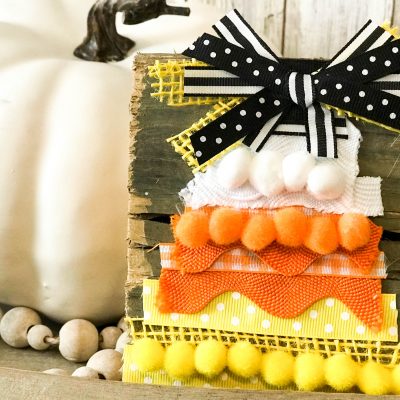 Wood Block Ribbon Candy Corn